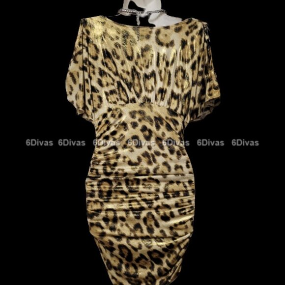SEXY Shimmer Animal Print Dress Short Sleeve S & L - Picture 6 of 15